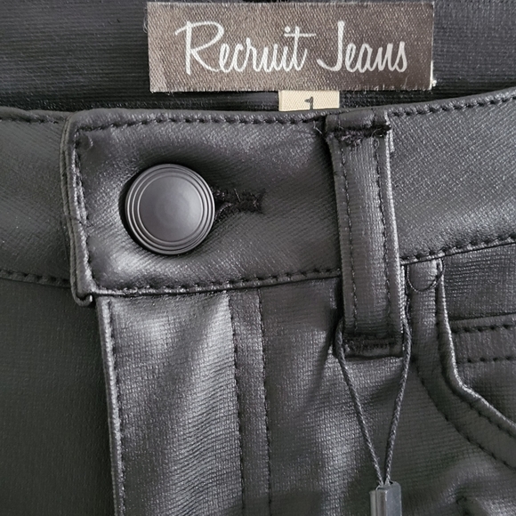 NEW Recruit Leather Look Stretch Jeans - Picture 2 of 5